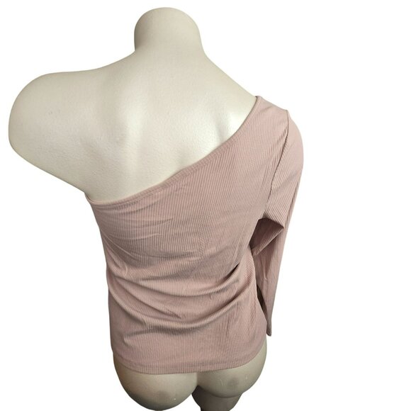 Old Navy Womens 3X One-Shoulder Ribbed Knit Top Neutral Tan NWT JJ4066 - Picture 5 of 8